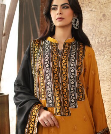 REEM | Embroidered Leather & Wool Shawl 2024